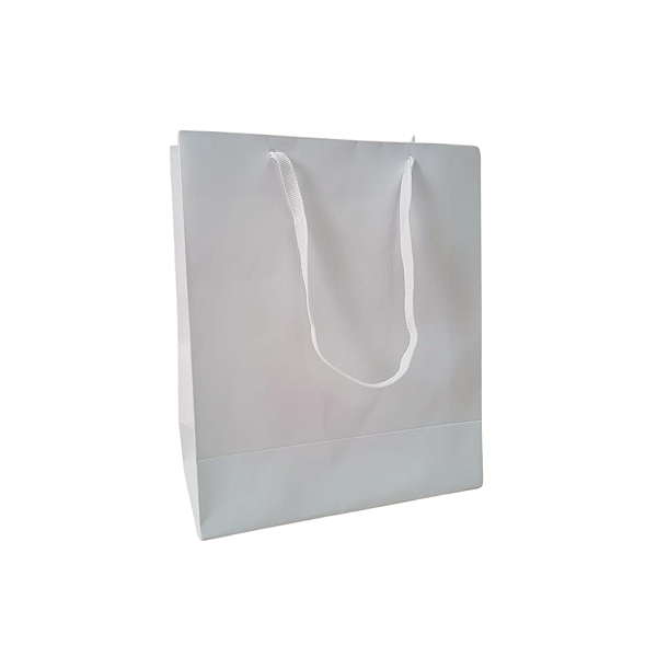 10 Sacolas de Papel Lisas Branca P - 18,5LX22AX9Fcm