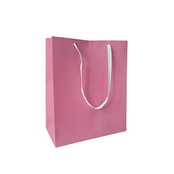 10 Sacolas de Papel Lisas Rosa P - 18,5LX22AX9Fcm