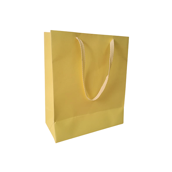 10 Sacolas de Papel Lisas Amarela P - 18,5LX22AX9Fcm