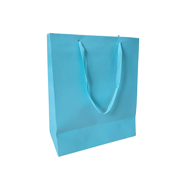 10 Sacolas de Papel Lisas Azul P - 18,5LX22AX9Fcm