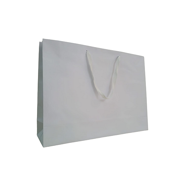 10 Sacolas de Papel Lisas Branca - 33,5X25X9cm