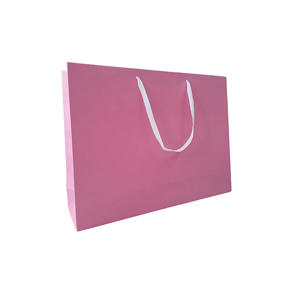 10 Sacolas de Papel Lisas Rosa - 33,5LX25AX9cm