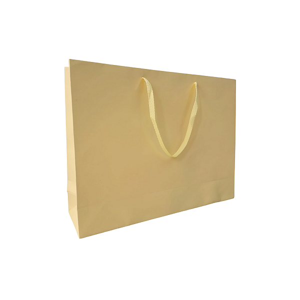 10 Sacolas de Papel Lisas Amarela - 33,5LX25AX9cm