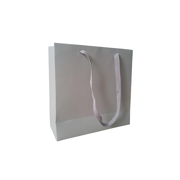 10 Sacolas de Papel Lisas Cinza PP - 15LX15AX6cm