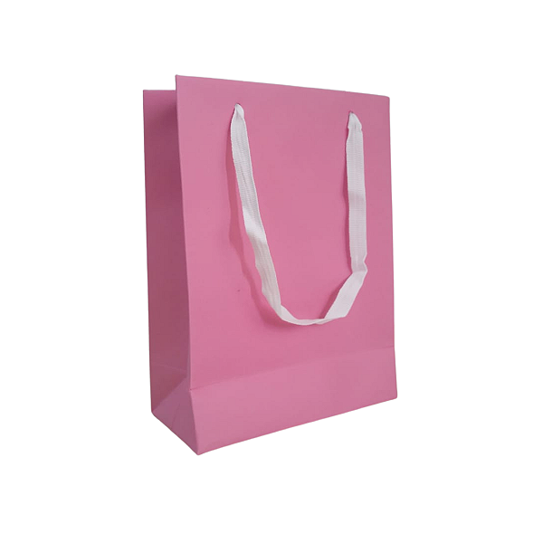 10 Sacolas de Papel Lisas Rosa P- 15LX15AX7cm