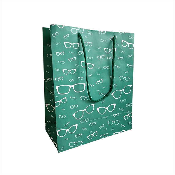 25 Sacolas de Papel Para Óticas 18x22x9cm Cor Verde
