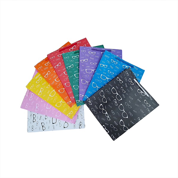 100 Sacolas de Papel para Óticas 18,5x22x9cm Cores Sortidas