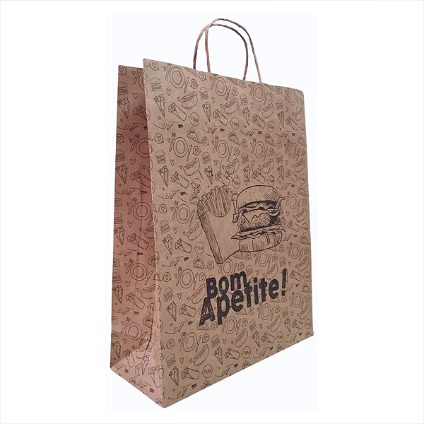 Sacolas Kraft para Delivery G - 30x39x12cm C/25und.