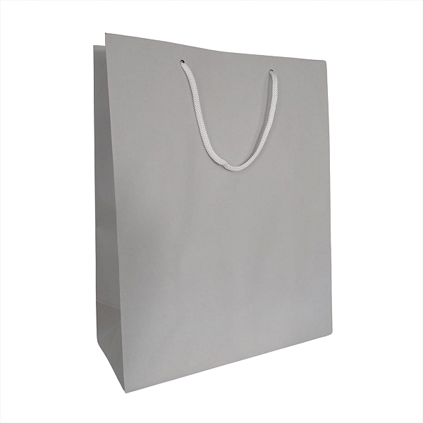 10 Sacolas De Papel G Cinza Reforçado - 28x35x12cm