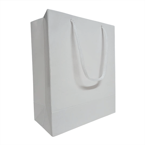 Sacola De Papel Cartão Branca Reforçada 18,5x22x9cm - 20und