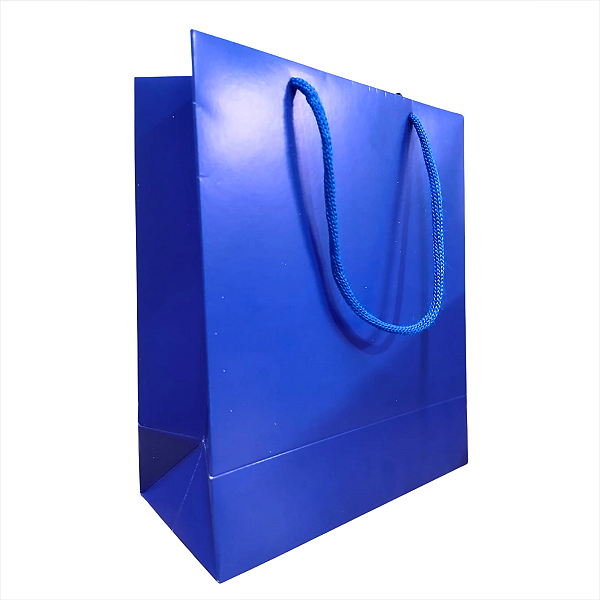 20 Sacolas De Papel Cartão Azul 18,5x22x9cm