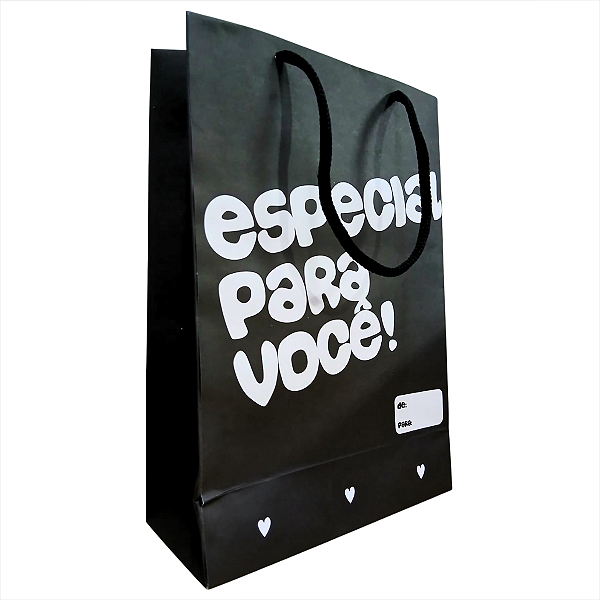 Sacolas De Papel Estampada ESPECIAL - Preta 18x26x8cm C/25und