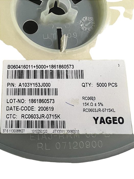 RESISTOR SMD 15K 5% 0603  - ROLO C/ 5000 PEÇAS