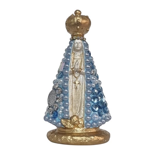 Imagem Nossa Senhora Aparecida 10cm Gesso Cristal Azul Claro