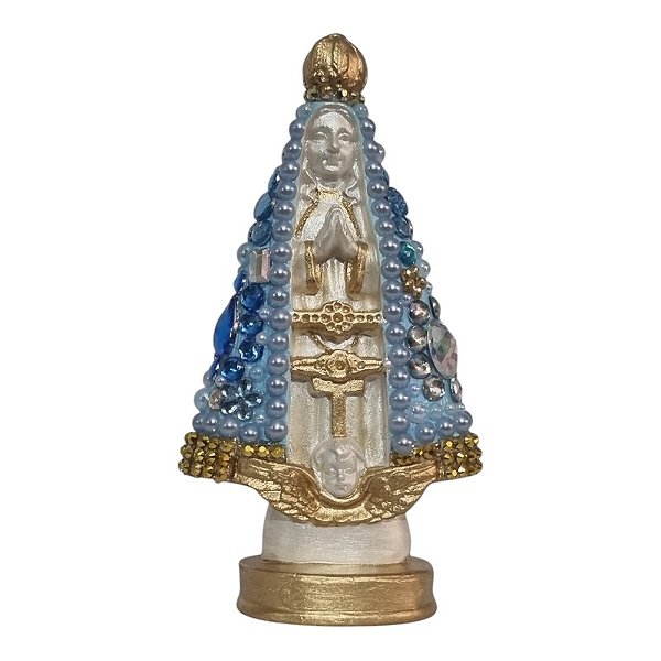 Imagem Nossa Senhora Aparecida 13cm Gesso Cristal Azul Claro