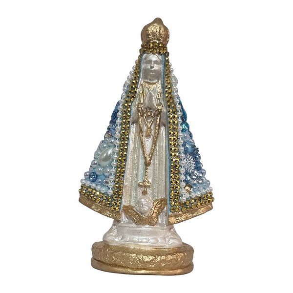Imagem Nossa Senhora Aparecida 15cm Gesso Cristal Azul Claro