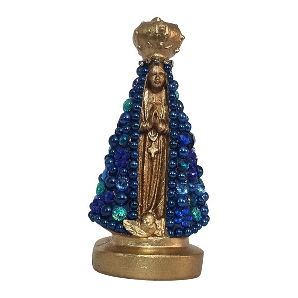 Imagem Nossa Senhora Aparecida 11cm Gesso Cristal Azul Escuro