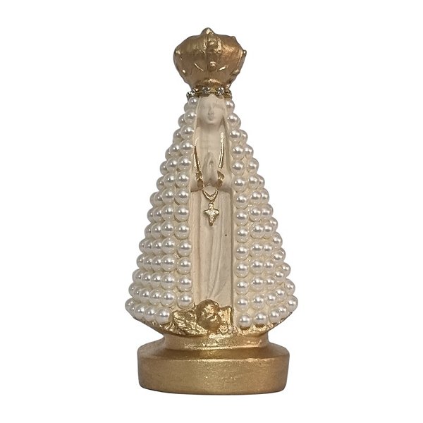 Imagem Nossa Senhora Aparecida 11cm Gesso Pérola Bege