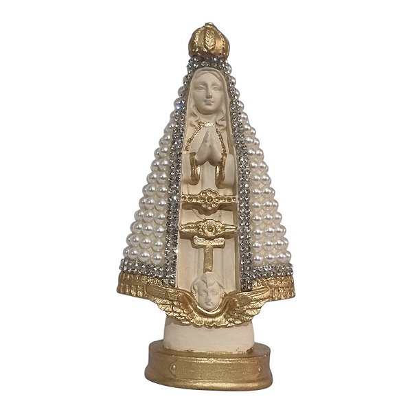 Imagem Nossa Senhora Aparecida 13cm Gesso Pérola Bege