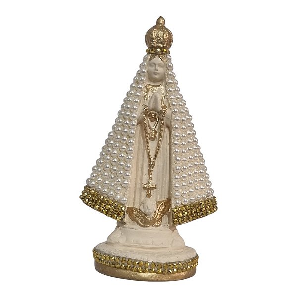 Imagem Nossa Senhora Aparecida 15cm Gesso Pérola Bege