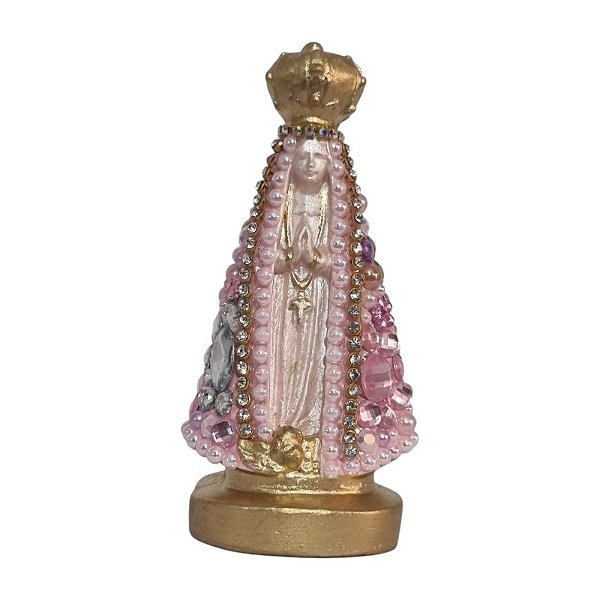 Imagem Nossa Senhora Aparecida 11cm Gesso Cristal Rosa
