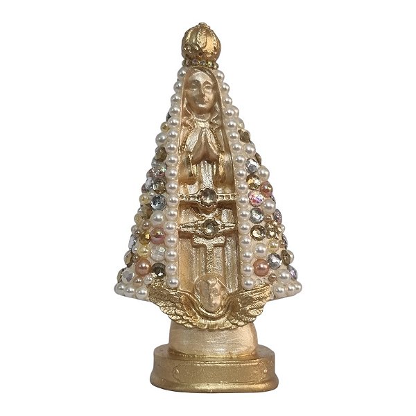 Imagem Nossa Senhora Aparecida 13cm Gesso Cristal Bege