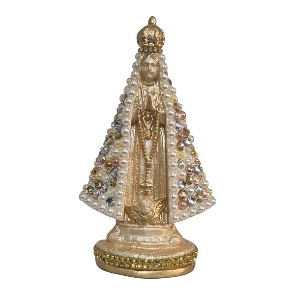 Imagem Nossa Senhora Aparecida 15cm Gesso Cristal Bege