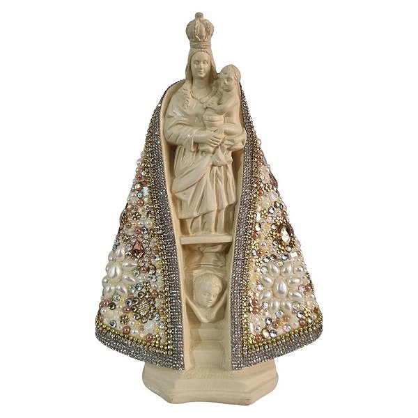 Imagem Nossa Senhora de Nazaré 28cm Gesso Cristal Bege