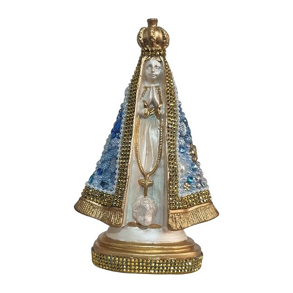 Imagem Nossa Senhora Aparecida 21cm Gesso Cristal Azul Claro