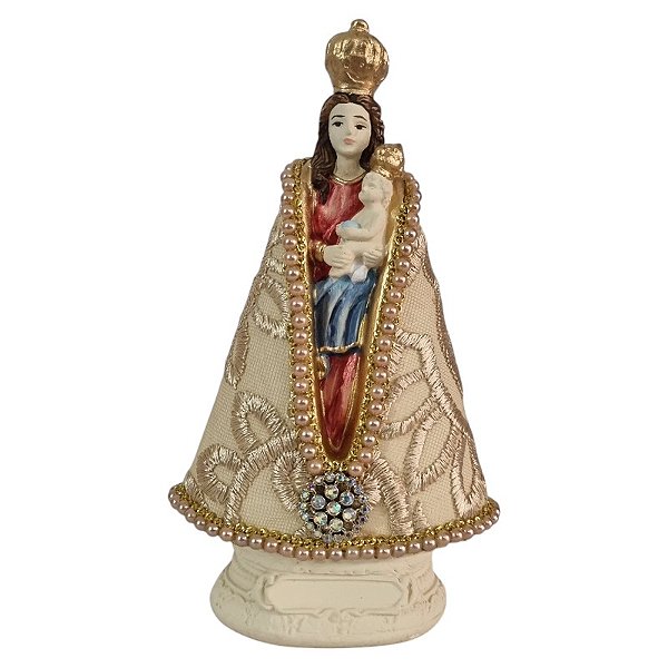 Imagem Nossa Senhora de Nazaré 20cm Gesso Renda Ouro