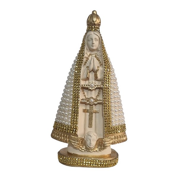 Imagem Nossa Senhora Aparecida 21cm Gesso Pérola Bege