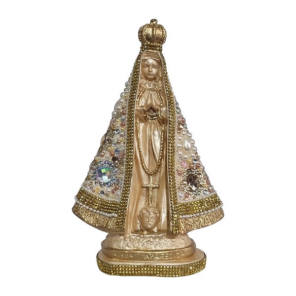 Imagem Nossa Senhora Aparecida 27cm Gesso Cristal Bege
