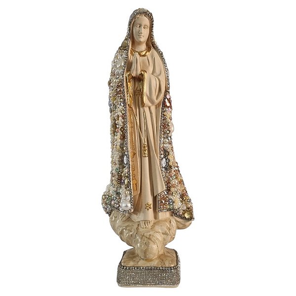 Imagem Nossa Senhora de Fátima 40cm Gesso Cristal Bege