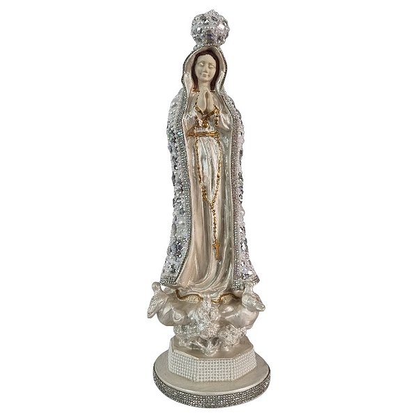 Imagem Nossa Senhora de Fátima 38cm Gesso Cristal