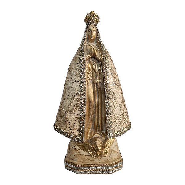 Imagem Nossa Senhora Aparecida 42cm Gesso Renda Ouro