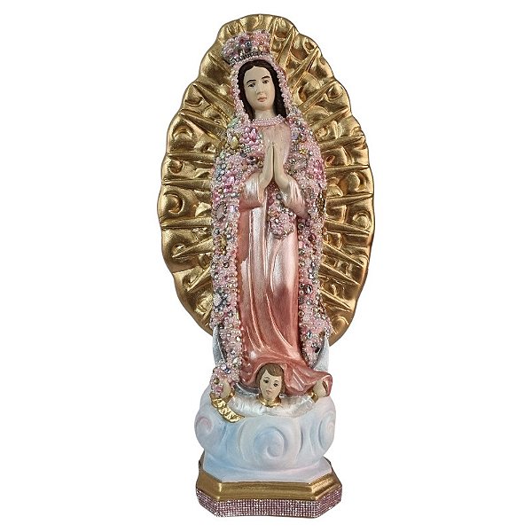 Imagem Nossa Senhora de Guadalupe 47 Gesso Cristal Rosa