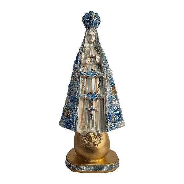 Imagem Nossa Senhora Aparecida 41cm Gesso Cristal Azul Claro