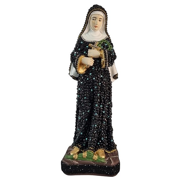 Imagem Santa Rita de Cássia 40cm Gesso Cristal Preto