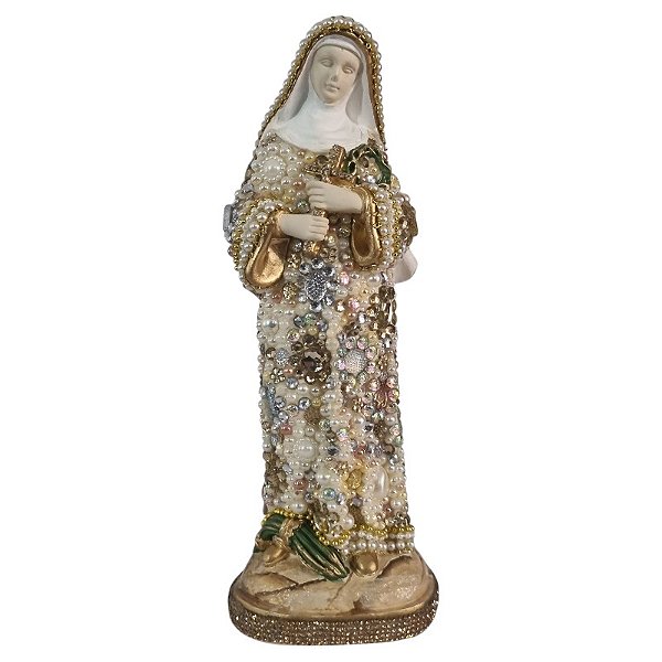 Imagem Santa Rita de Cássia 28cm Gesso Cristal Bege