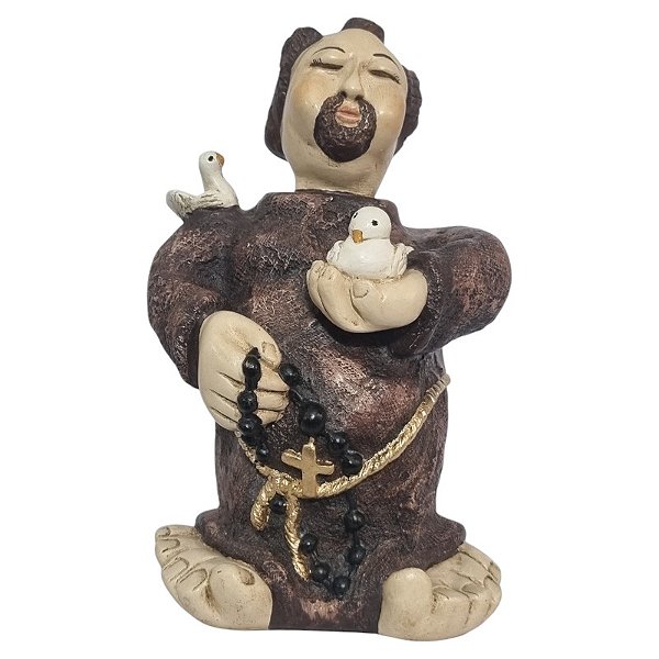 Imagem São Francisco de Assis Estilizado 27cm Gesso Barroco