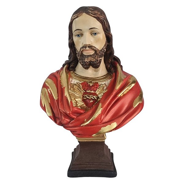 Imagem Sagrado Coração de Jesus Busto 23cm Gesso Barroco