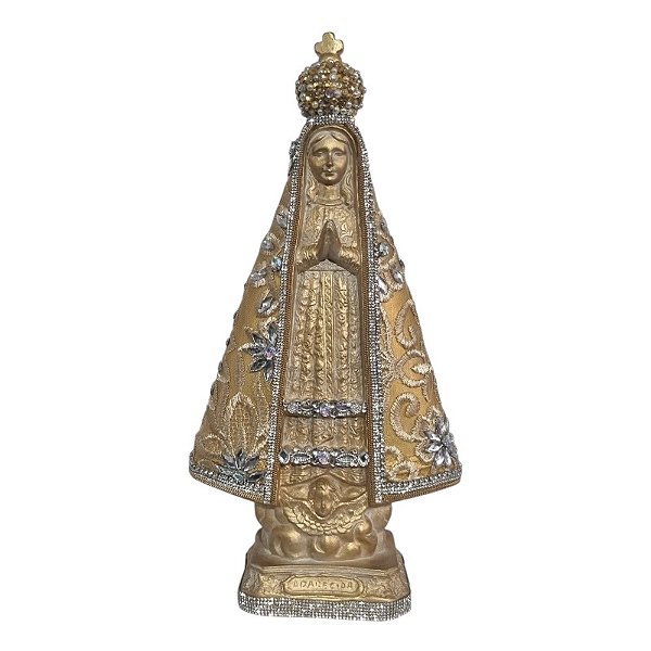 Imagem Nossa Senhora Aparecida 40cm Gesso Renda Ouro