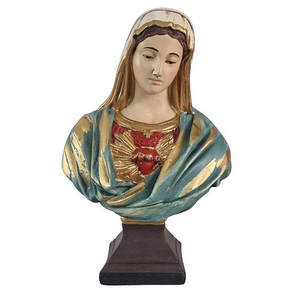 Imagem Sagrado Coração de Maria busto 25cm Gesso Barroco