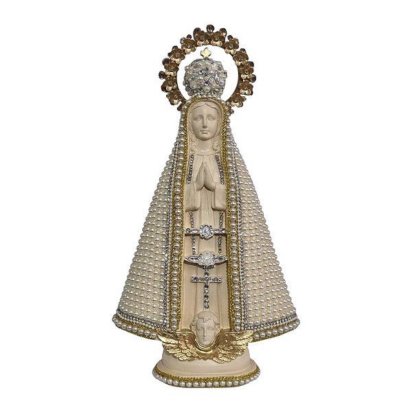 Imagem Nossa Senhora Aparecida com Resplendor 41cm Gesso Pérola Bege