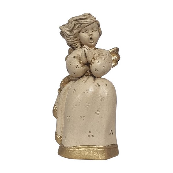 Imagem Anjo Rezando 15cm Gesso Barroco Bege