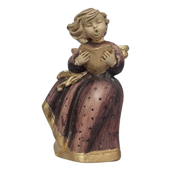 Imagem Anjo com Livro 16cm Gesso Barroco Marrom