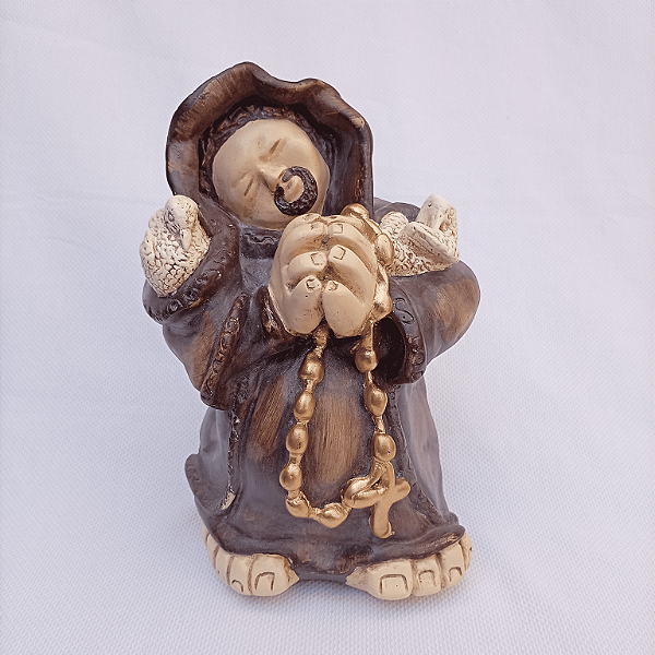 Imagem São Francisco de Assis Estilizado com Capuz 27cm Gesso Barroco
