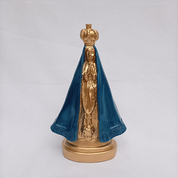 Imagem Nossa Senhora Aparecida 21cm Gesso Barroco Azul Escuro