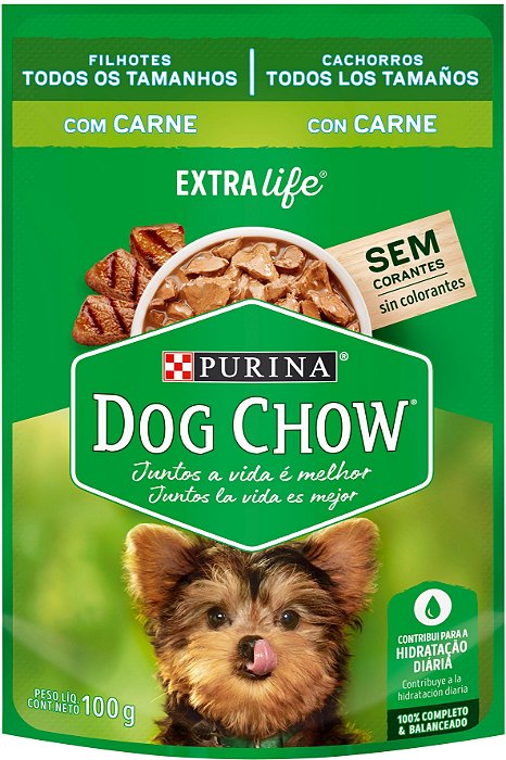 Ração Úmida DOG CHOW Cães Filhotes Carne 100g