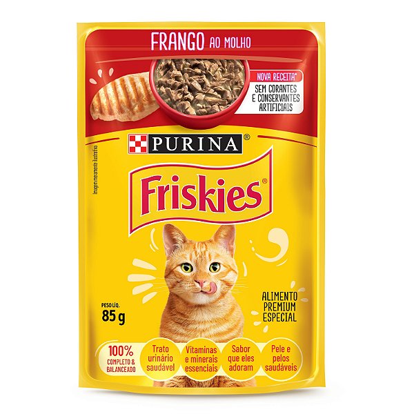 Kit 15 unidades Ração Úmida Gatos Adultos FRISKIES Frango 85g